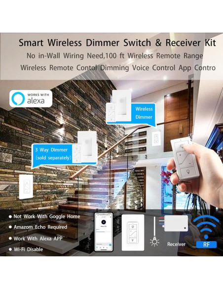 Interruptor de Luz Inalámbrico HUMPPTOM Regulador 200W Alexa