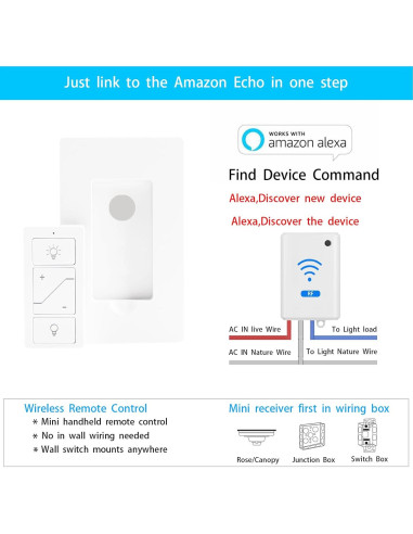 Interruptor de Luz Inalámbrico HUMPPTOM Regulador 200W Alexa