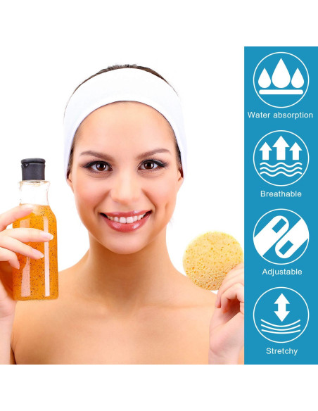 Cinta para la cabeza facial Whaline Spa 3 piezas - Suave y ajustable