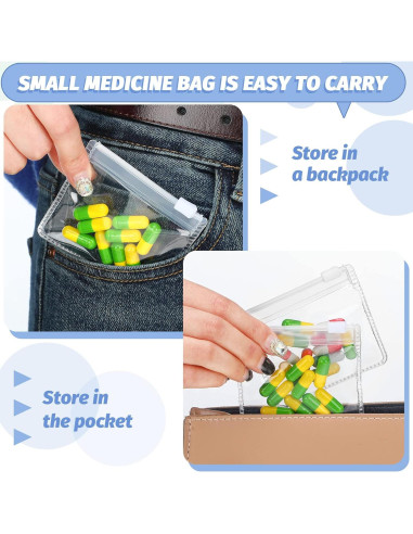 Juego de 12 Bolsas Transparentes Autocierre Nuanchu para Pastillas