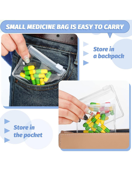 Juego de 12 Bolsas Transparentes Autocierre Nuanchu para Pastillas