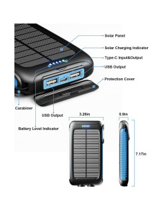 Cargador Solar LUVKNIT 20000mAh Tipo C Doble Linterna 2