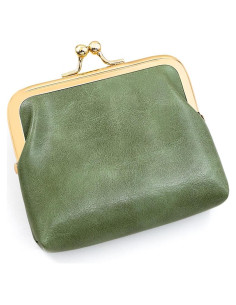 Monedero pequeño SENCCO PU vintage verde con cierre de beso