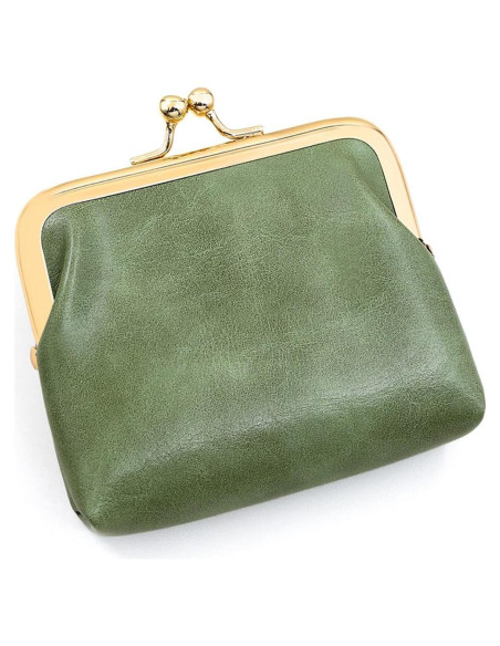 Monedero pequeño SENCCO PU vintage verde con cierre de beso