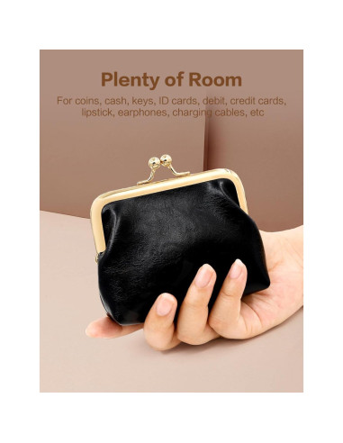 Monedero pequeño SENCCO PU vintage verde con cierre de beso