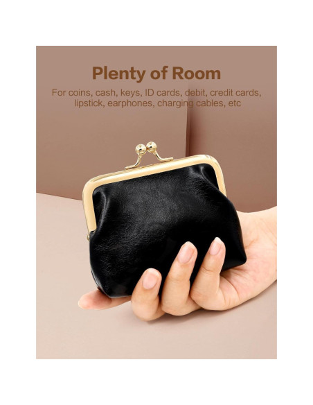 Monedero pequeño SENCCO PU vintage verde con cierre de beso