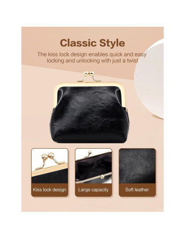 Monedero pequeño SENCCO PU vintage verde con cierre de beso