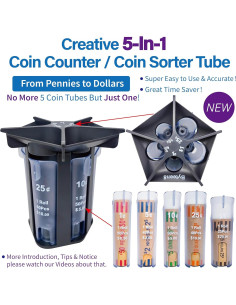 Contador de Monedas 5-en-1 Byteen8 | Organizador Gris 288g 2