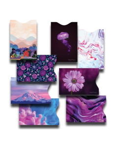 8 Fundas Bloqueadoras RFID PokCat en Púrpura, Diseño Único