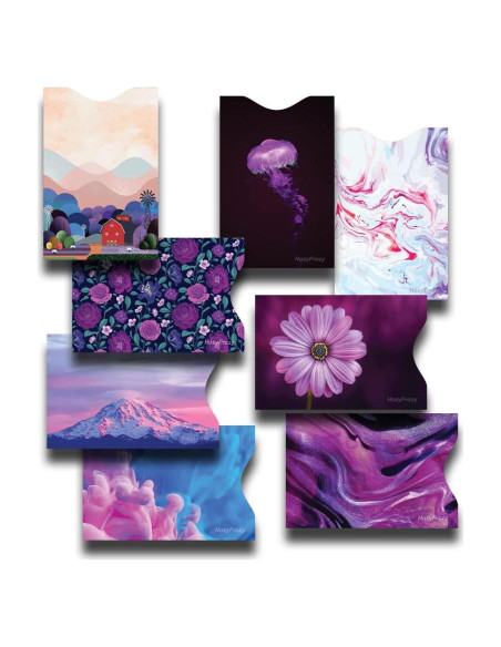 8 Fundas Bloqueadoras RFID PokCat en Púrpura, Diseño Único