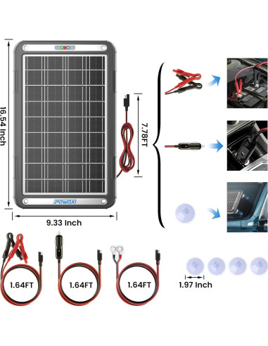 Cargador Solar de Batería POWOXI 15W 12V con MPPT