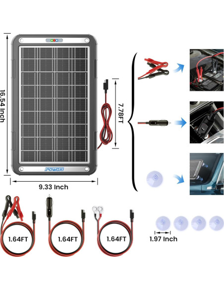 Cargador Solar de Batería POWOXI 15W 12V con MPPT