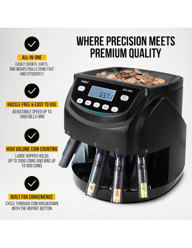Kolibri KCS-2000 Máquina Contadora de Monedas Profesional