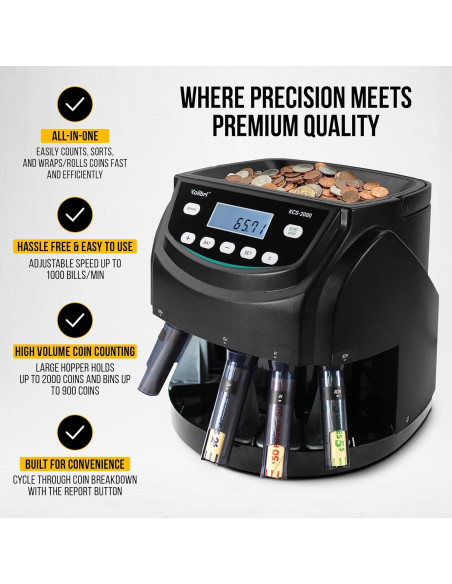 Kolibri KCS-2000 Máquina Contadora de Monedas Profesional