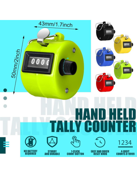 Contador Manual de Mano Kingdder 25 Pcs 4 Dígitos Multicolor