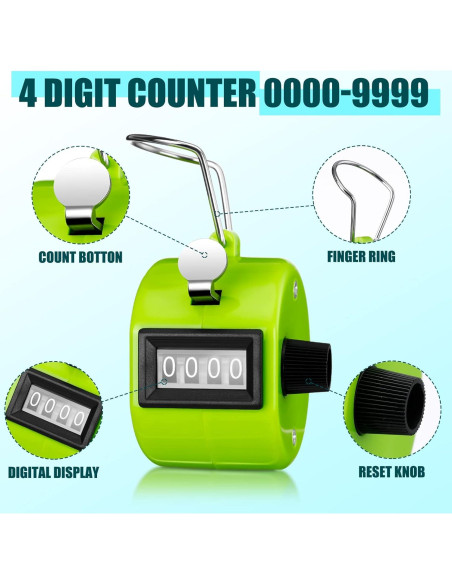 Contador Manual de Mano Kingdder 25 Pcs 4 Dígitos Multicolor
