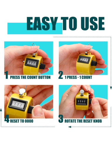 Contador Manual de Mano Kingdder 25 Pcs 4 Dígitos Multicolor