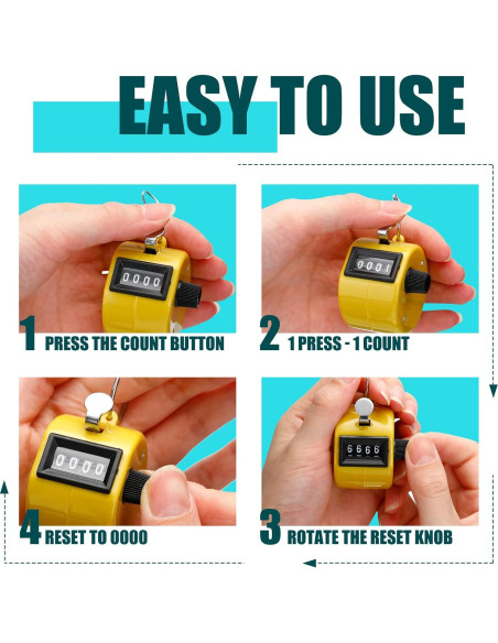 Contador Manual de Mano Kingdder 25 Pcs 4 Dígitos Multicolor