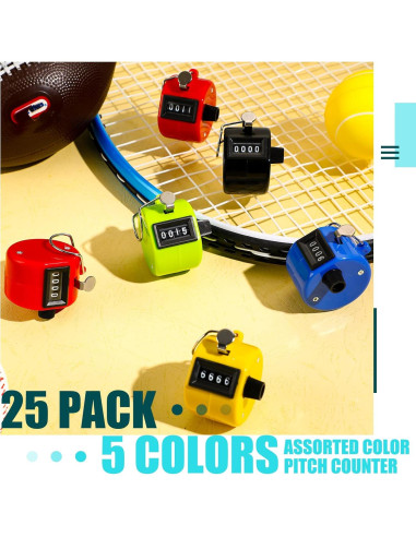 Contador Manual de Mano Kingdder 25 Pcs 4 Dígitos Multicolor