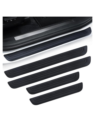 SINGARO Protección Umbral Puerta Coche 4PCS Goma Negra