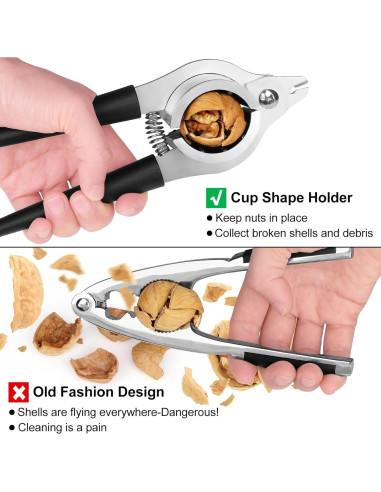 Cascanueces de Acero Inoxidable Sanchamy - Negro, 2 Picos Incluidos