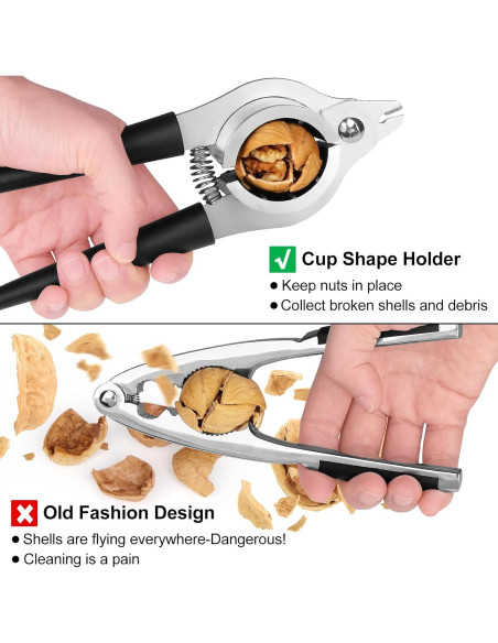 Cascanueces de Acero Inoxidable Sanchamy - Negro, 2 Picos Incluidos