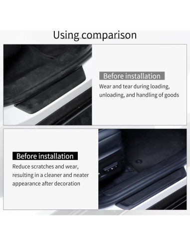 SINGARO Protección Umbral Puerta Coche 4PCS Goma Negra