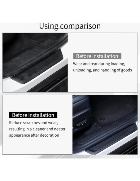 SINGARO Protección Umbral Puerta Coche 4PCS Goma Negra