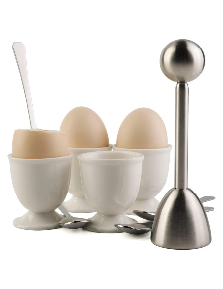 Juego Cortador de Huevos Forkmannie con 4 Tazas y Cucharas