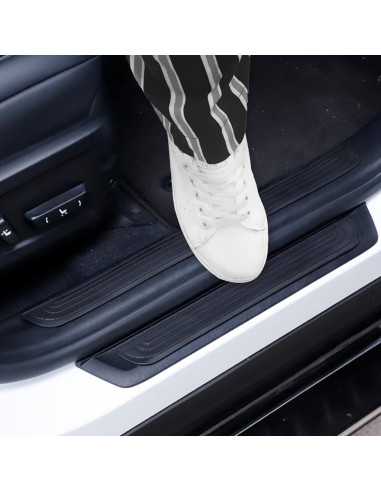 SINGARO Protección Umbral Puerta Coche 4PCS Goma Negra