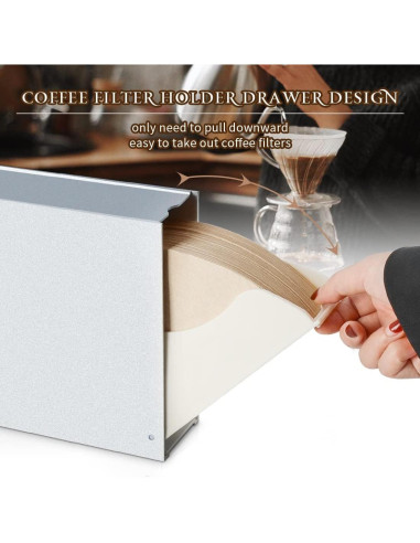 Soporte de Filtro de Café CAFEMASY - Organizador Plateado para 100 Filtros