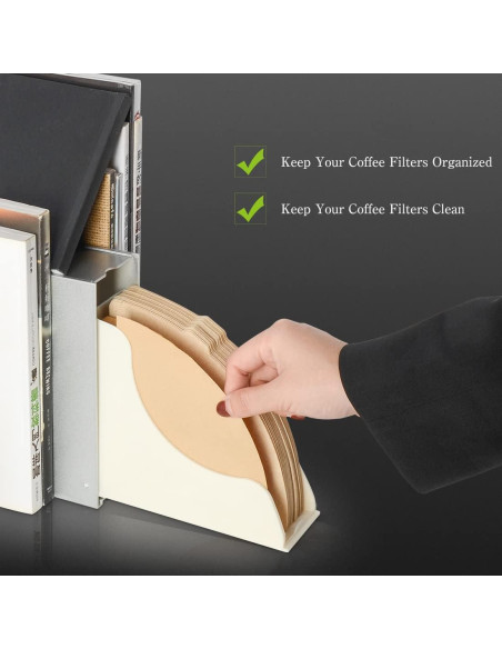 Soporte de Filtro de Café CAFEMASY - Organizador Plateado para 100 Filtros