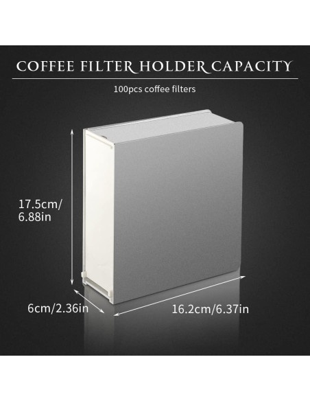 Soporte de Filtro de Café CAFEMASY - Organizador Plateado para 100 Filtros