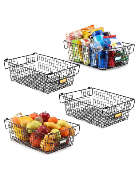 4 Cestas Apilables de Alambre AOZITA XXXL Grande - 41.1x30.5cm