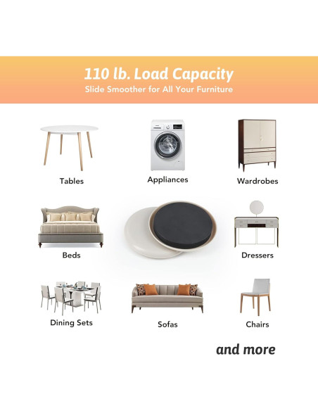Deslizadores de Muebles CO-Z - 8 Piezas 8.89 cm para Alfombra
