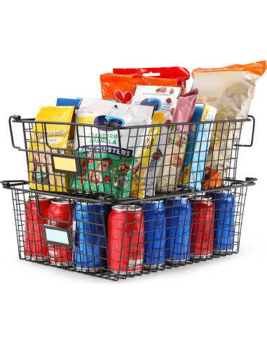 4 Cestas Apilables de Alambre AOZITA XXXL Grande - 41.1x30.5cm
