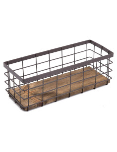 Canasta de Almacenamiento de Alambre TIEYIPIN - 25.5x9.5x9 cm - Marrón