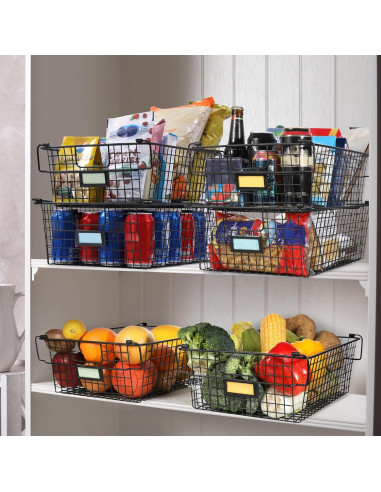 4 Cestas Apilables de Alambre AOZITA XXXL Grande - 41.1x30.5cm