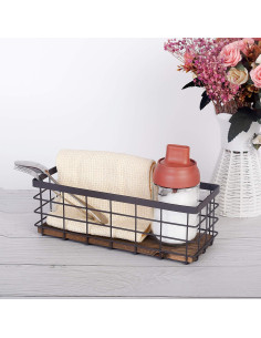 Canasta de Almacenamiento de Alambre TIEYIPIN - 25.5x9.5x9 cm - Marrón 2