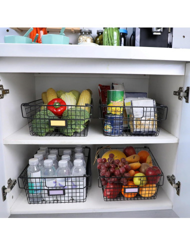 4 Cestas Apilables de Alambre AOZITA XXXL Grande - 41.1x30.5cm