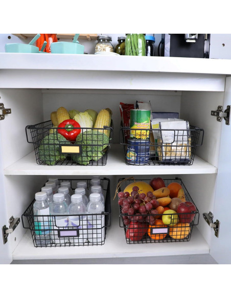 4 Cestas Apilables de Alambre AOZITA XXXL Grande - 41.1x30.5cm