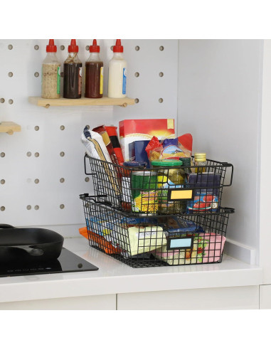 4 Cestas Apilables de Alambre AOZITA XXXL Grande - 41.1x30.5cm