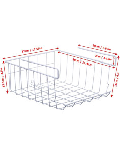 Cesta de Almacenamiento Bajo Estante ASTOTSELL - Paquete de 2, Blanco 2