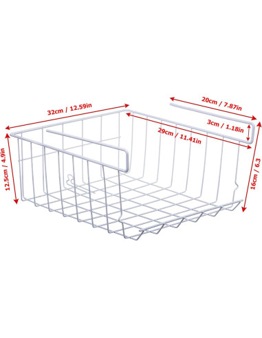 Cesta de Almacenamiento Bajo Estante ASTOTSELL - Paquete de 2, Blanco