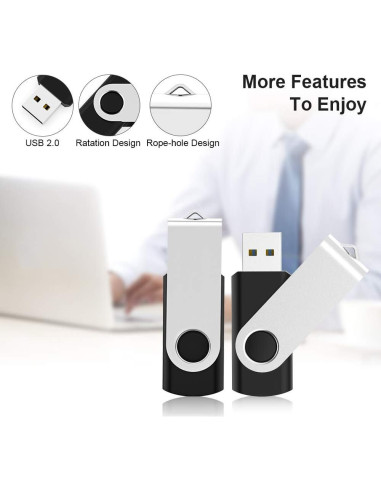 KEXIN Pendrive USB 4GB Paquete de 10 con LED Negro