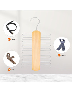 Perchero de Corbatas de Madera Amazon Basics 20 Barras - Natural 2
