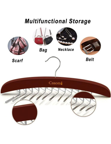 Soporte para Corbatas Ytaolis de Madera con 24 Ganchos Antideslizantes