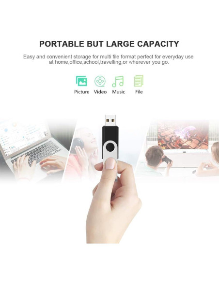 KEXIN Pendrive USB 4GB Paquete de 10 con LED Negro