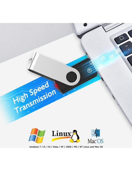 KEXIN Pendrive USB 4GB Paquete de 10 con LED Negro