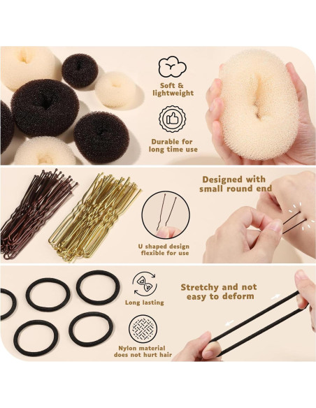 Conjunto Hacedor de Moño FANDAMEI 8 Piezas con Horquillas